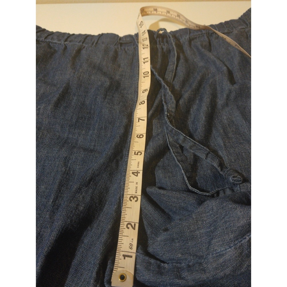 Woman Within Wide Leg Cropped Denim Pants Plus Size 26 Elastic Waist Flowy - Picture 6 of 9
